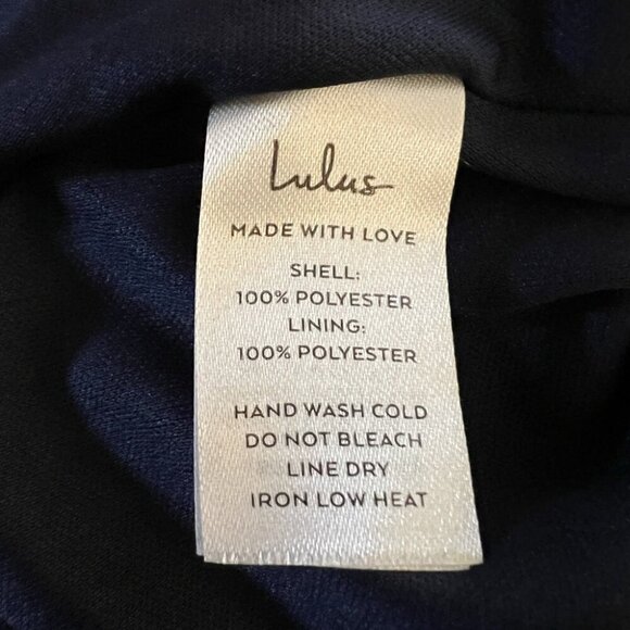 Lulus Women's Size M Medium Wrap Dress Dark Blue Short Sleeve Ruffle Night Out - Picture 6 of 10